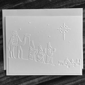 Three Wise Men Christmas Cards, The Three Kings, Three Magi, White Embossed Cards, Blank Holiday Stationery, Merry Christmas, Handmade Cards