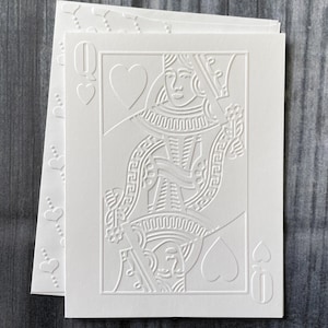 Jeu de cartes Reine de coeur, Cartes de correspondance blanches en relief, Carte de voeux vierge, Reine de coeur, Ensemble de papeterie vierge, Fête, Soirée jeux, Coffret cadeau