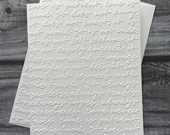 Love is Patient Love is Kind Card Set, 1 Corinthians, Bible Verse, Blank Note Cards, White Embossed Note Cards, Wedding, Religious