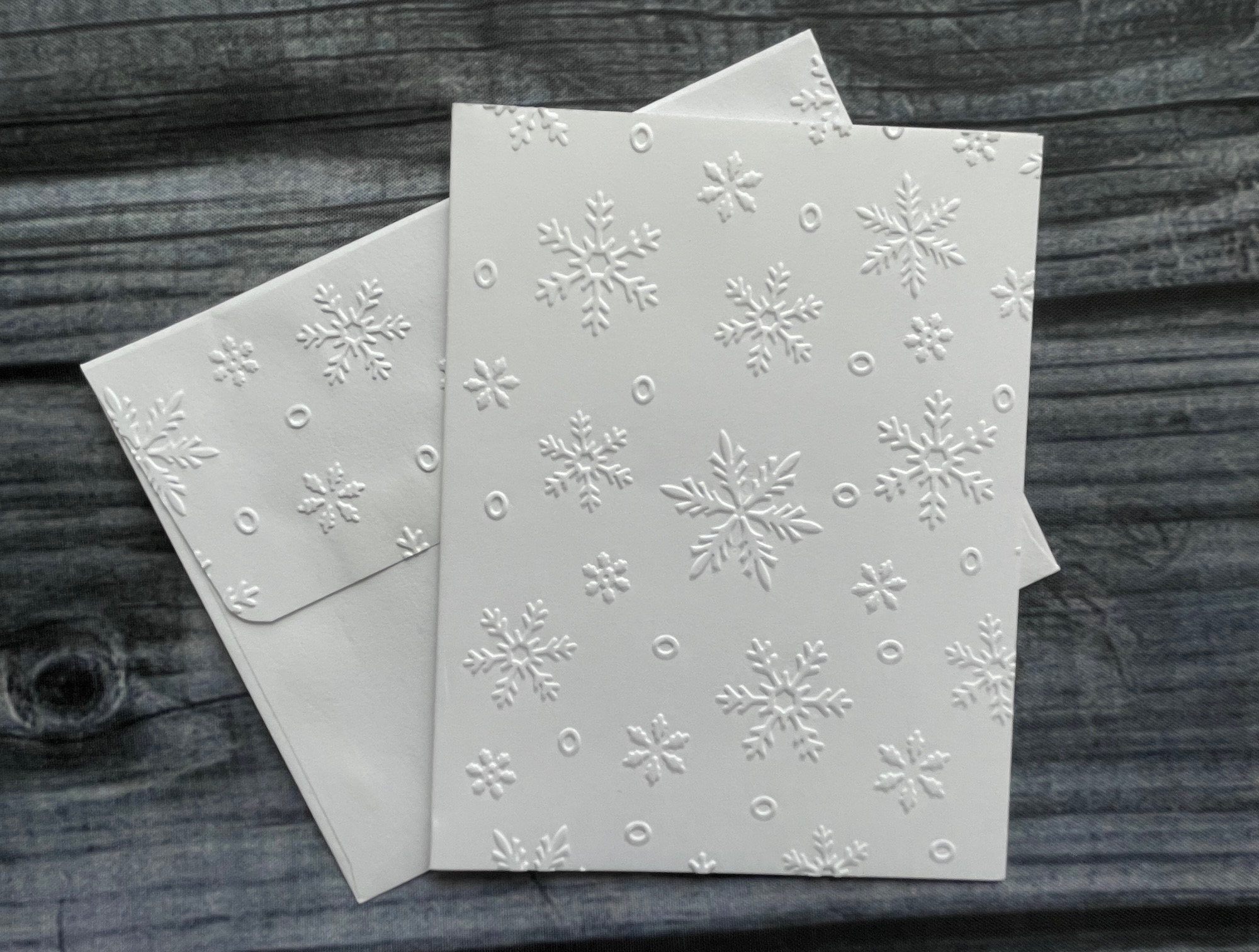 6 Snowflake Embossed Card Fronts Toppers A2 Size Card Stock White 