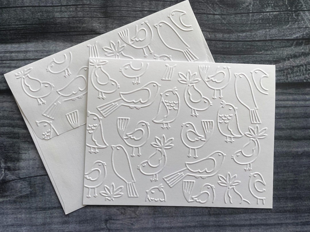 Poteeka Birds Card Sets, Bird Note Card, White Embossed Cards ...