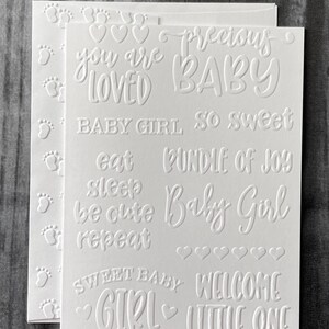 Cartes bébé fille, cartes de correspondance bébé en relief, cartes bébé fille vierges, faire-part shower, cadeau pour nouvelle maman, bouquet de joie, faire-part de naissance