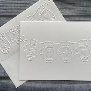 Ensembles de cartes Mitaines suspendues, Cartes de Noël, Cartes de correspondance en relief, Papeterie d'hiver, Mitaines d'hiver, Cartes de vœux vierges, Gants, Coffret cadeau