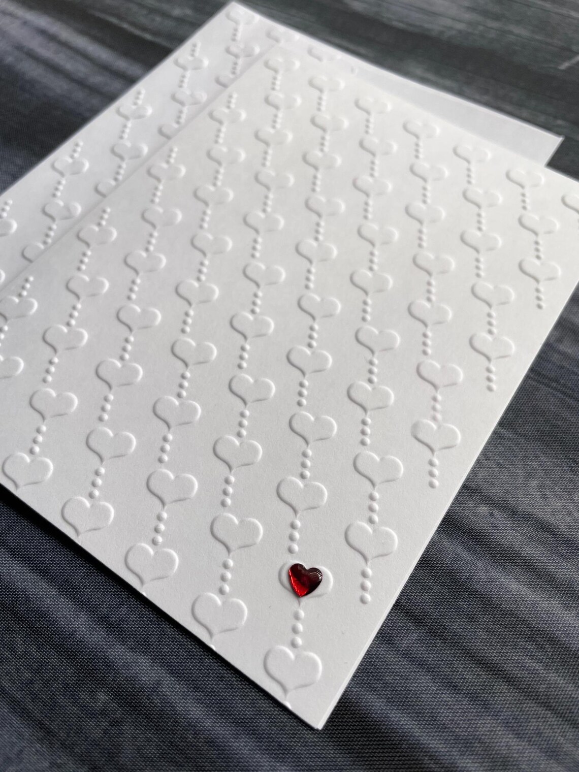 Red Heart Note Card Red Heart Cards, White Embossed Diagonal Heart Cards, Embossed Note ...