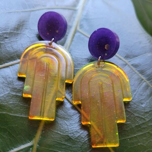 Neon Resin Statement Earrings | Bright  Colorful Earrings | Artsy Gift for Her |  Best Friend Gift | Avant Garde Earrings | Fluorescent Gift