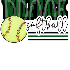 Wolfpack softball digital design, sublimation design, sublimation png, tshirt design, mug design, softball png design, png design, green