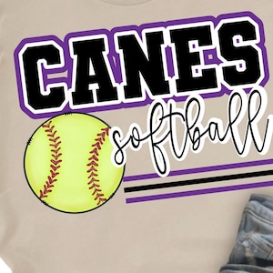 Canes softball digital design, sublimation design, sublimation png, tshirt design, mug design, softball png design, png design, purple