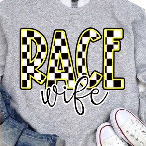 Race wife yellow digital design, checkered sublimation design, sublimation png, tshirt design, design, race png design, png design, design