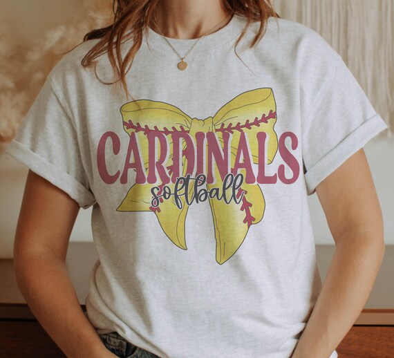 Cardinals Softball Bow Mascot Tee Cardinals Mascot Shirt