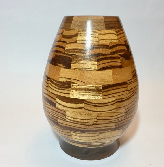 Segmented Cherry Vessel Wood Segmented Vase Display Piece Wood