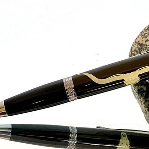 Unique Writing Pen, Long Horn Twist Ink Pen,One of a Kind, Acrylic Ink Pen, Custom Made, Handmade Pens, Office Gifts, Black Ink #474