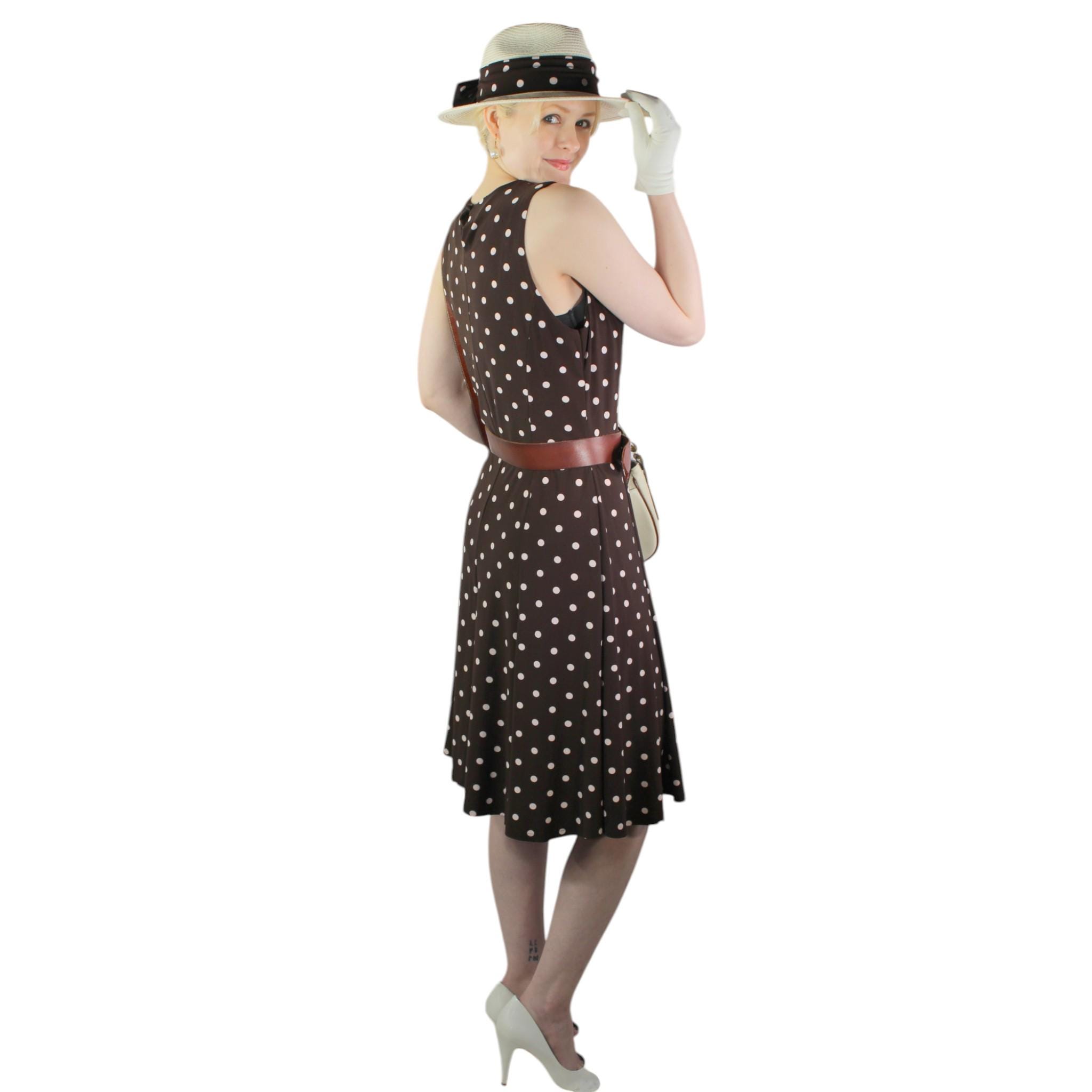 Pretty Woman 6 Piece Collection Polka Dot Dress, Hat, Bag, Gloves, Belt, Earrings. ships Next Day