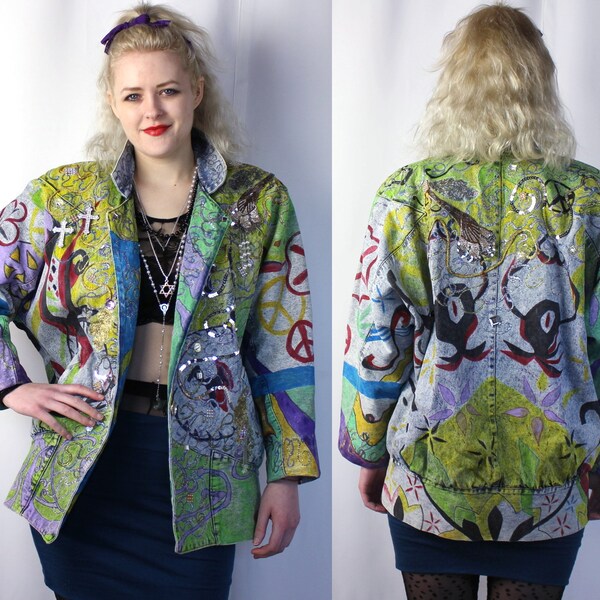 Dress You Up (in My Love) Madonna-inspired Vintage Denim Jacket with Embellishments - Women's Medium* - Free Next Day Shipping