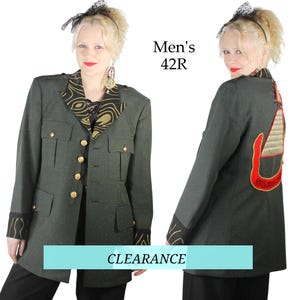 Desperately Seeking 80s Pyramid Style Size 42R Olive Green Glitter Military Susan Jacket CLEARANCE NO RETURNS