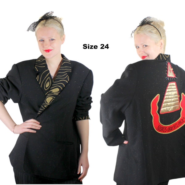 Desperately Seeking 80s Pyramid Style Size 24 Black Glitter Susan Jacket