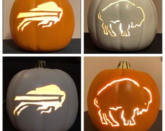 Buffalo/Bison carved out of a 6.5” Orange  or Soft White color Foam plastic pumpkin choose the color and design