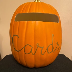 Cardholder 13 Soft White color or Orange color pumpkin with a plain slot and cards written in gold, silver or black Orange