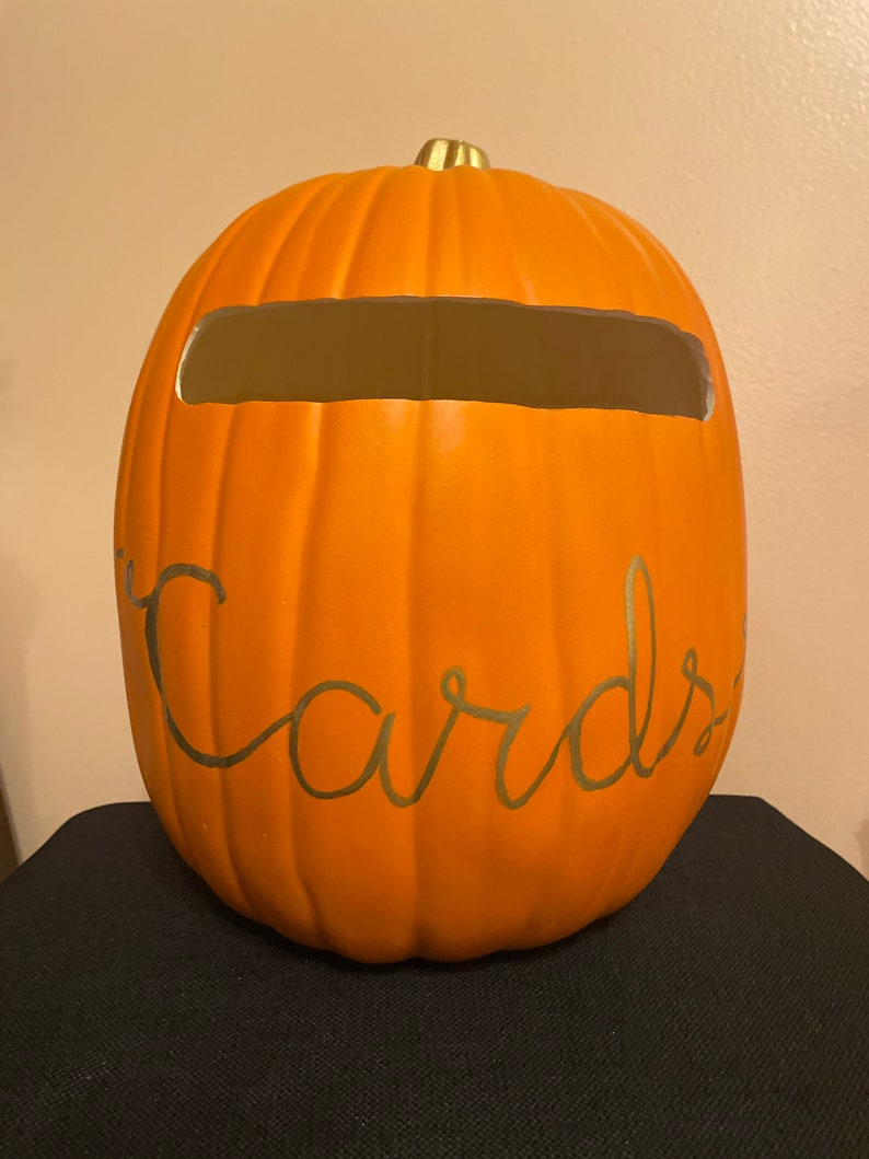 Cardholder 13 Soft White color or Orange color pumpkin with a plain slot and cards written in gold, silver or black Orange