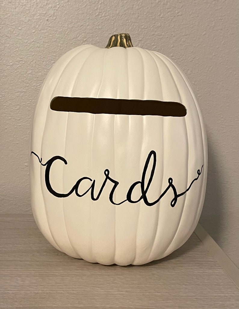 Cardholder 13 Soft White color or Orange color pumpkin with a plain slot and cards written in gold, silver or black image 9