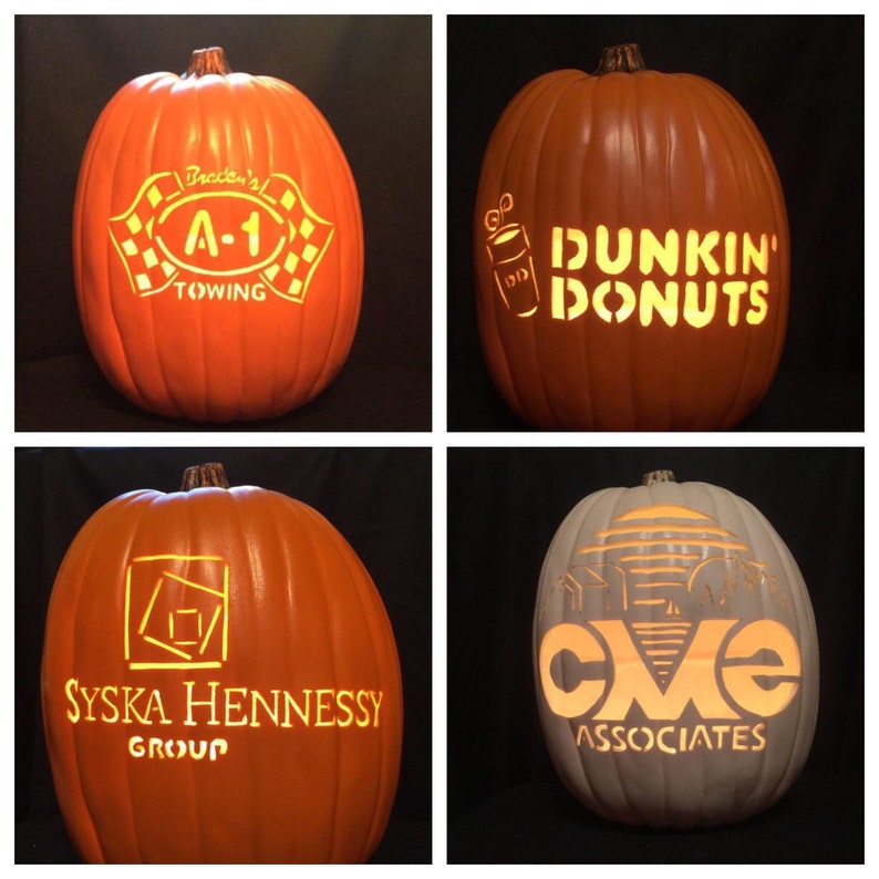 Custom Business Logo Pumpkin, 13" Lighted Halloween Decor - Etsy
