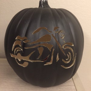 Motorcycle Carved Out on a 9 Foam Pumpkin 3 Colors to Choose From Black ...