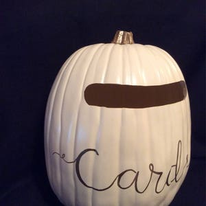 Cardholder 13 Soft White color or Orange color pumpkin with a plain slot and cards written in gold, silver or black image 3