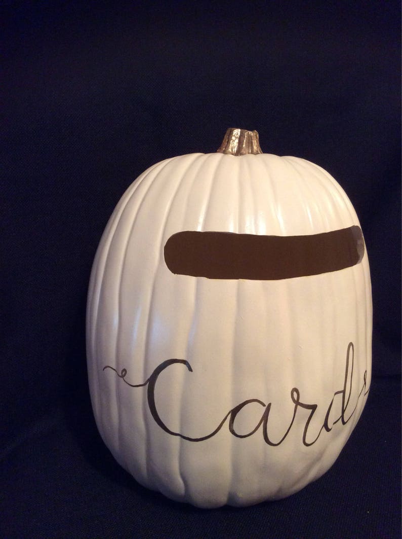Cardholder 13 Soft White color or Orange color pumpkin with a plain slot and cards written in gold, silver or black image 3