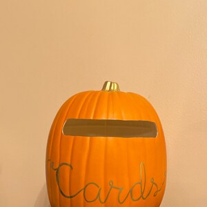 Cardholder 13 Soft White color or Orange color pumpkin with a plain slot and cards written in gold, silver or black image 8