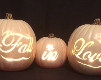 Fall in love theme you pick (has inner detail in 2 leaves) OR pick (NO inner detail in 2 leaves) Soft White color or Orange Foam Pumpkins
