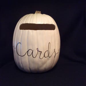 Cardholder 13 Soft White color or Orange color pumpkin with a plain slot and cards written in gold, silver or black Soft White