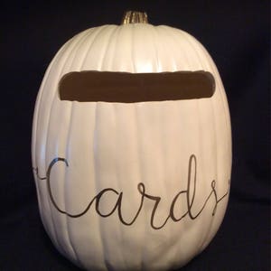 Cardholder 13 Soft White color or Orange color pumpkin with a plain slot and cards written in gold, silver or black image 5