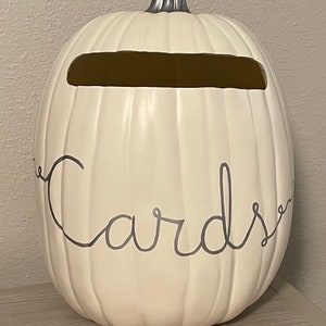 Cardholder 13 Soft White color or Orange color pumpkin with a plain slot and cards written in gold, silver or black image 10