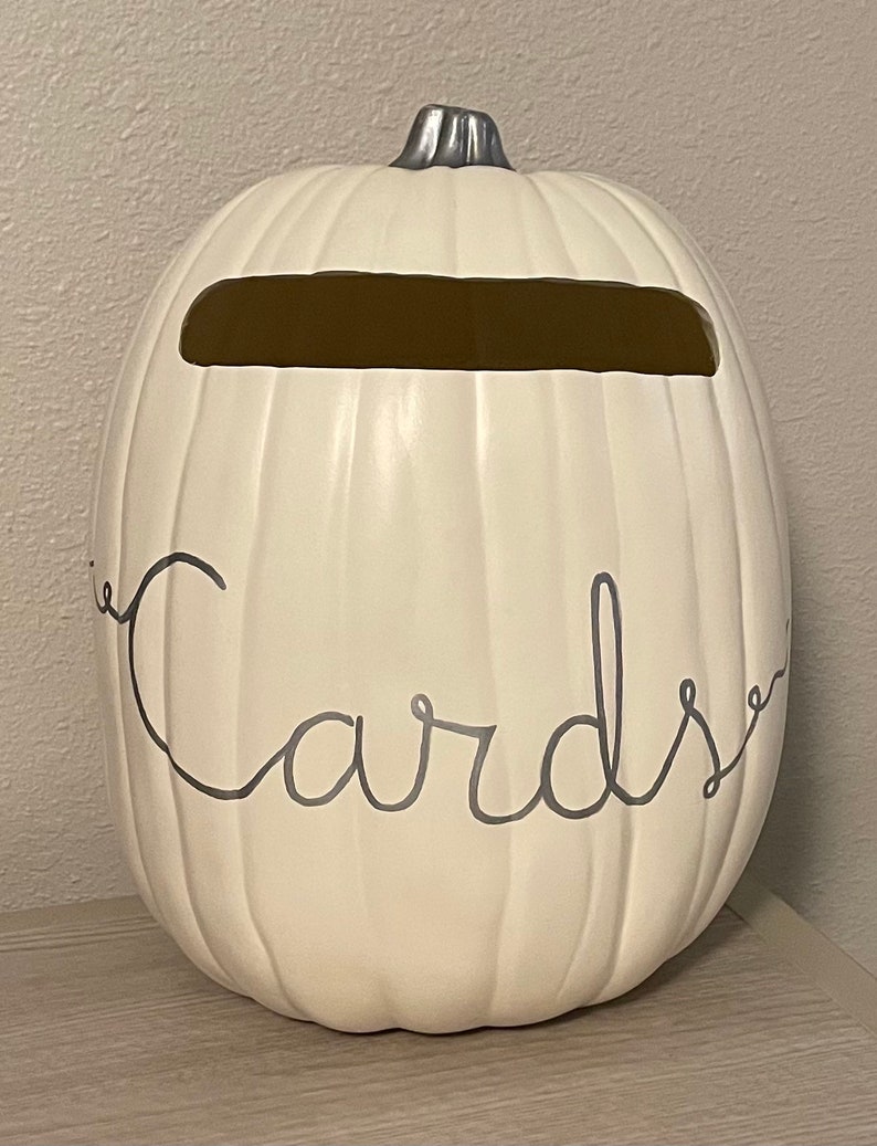 Cardholder 13 Soft White color or Orange color pumpkin with a plain slot and cards written in gold, silver or black image 10