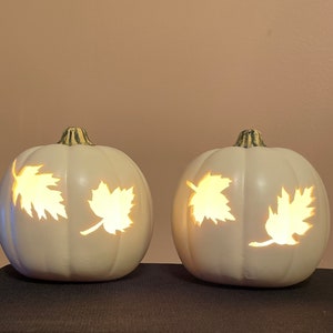 2 / 6.5”Soft White color Foam Pumpkin with 2 leaves cut out