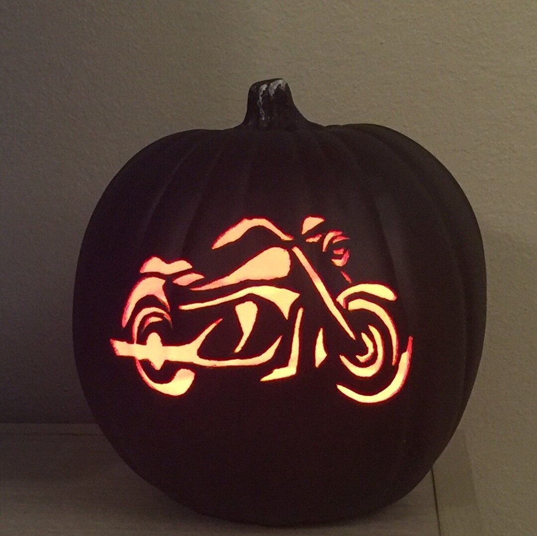 Motorcycle Carved Out on a 9 Foam Pumpkin 3 Colors to Choose From Black ...