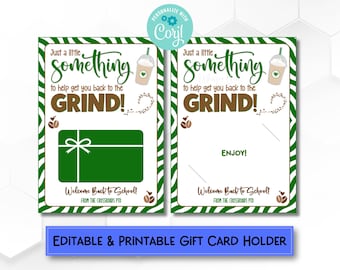 Printable Coffee Gift Card Holder: Teacher/Staff Appreciation (Editable Digital Download)