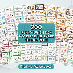 Kid-Friendly Lunch Box Jokes: Set of 200 Printable Notes | Funny School Lunch Notes | Year-Round Entertainment for Kids