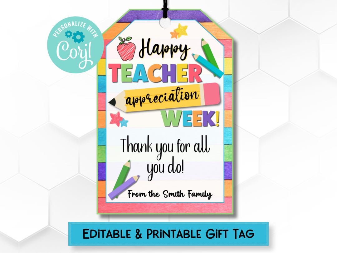 Printable Teacher Appreciation Gift Tag: DIY Thank You (digital ...