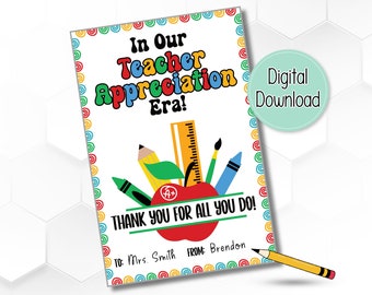 In Our Teacher Appreciation Era Gift Tag - Printable Teacher Gift Tag - Thank You Gift Tag - Boho Rainbow - Gift Tags for Teachers or Staff