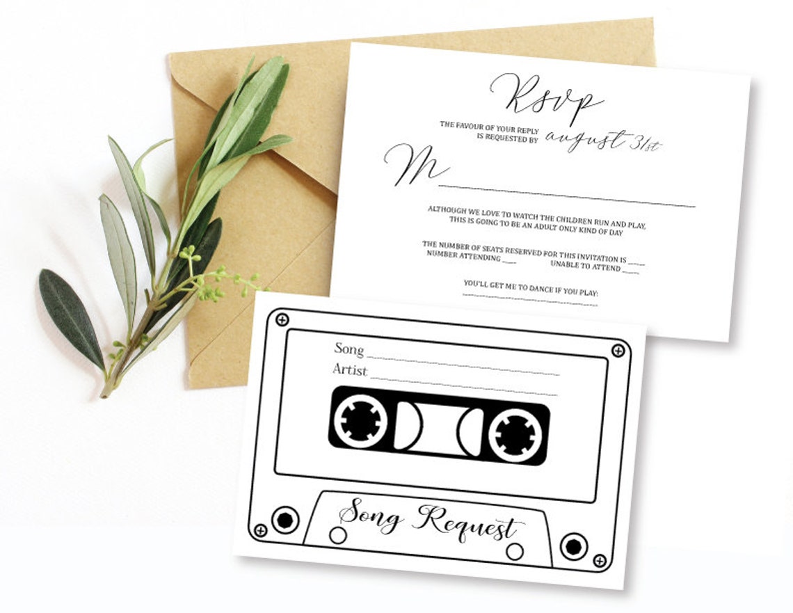 RSVP &amp; Song Request Card Digital Download - Etsy