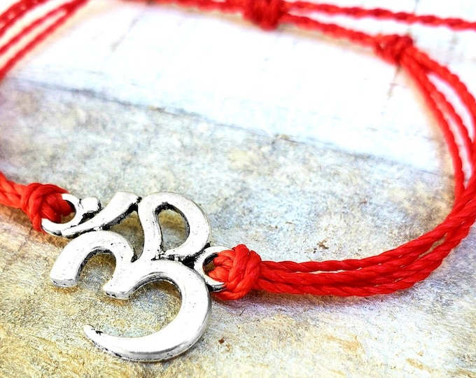 OM Bracelet, Choose Your Color, Yoga Bracelet, Adjustable Bracelet, Om Anklet