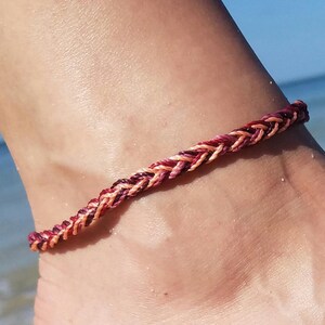 Multi Color Braided Anklet, Waterproof Surfer Anklet, Adjustable, Several Sizes Available