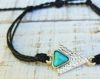 Turquoise Bracelet, Triangle Bracelet, Choose Your Color, Adjustable Waterproof Bracelet, Charm Bracelet