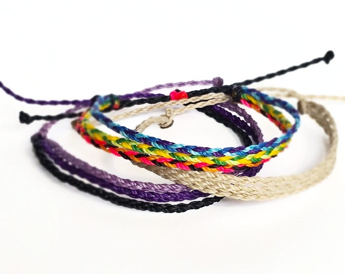 Three Braids Bracelet, Pick Your Colors, Surfer Bracelet, Adjustable & Waterproof, Wax Bracelet, Anklet