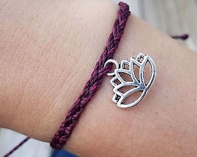 Braided Lotus Bracelet, Choose A Color, Adjustable Waxed Waterproof Bracelet