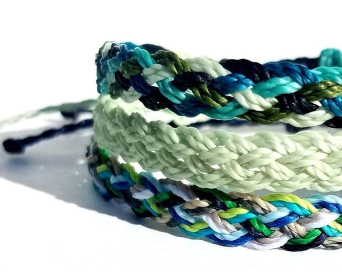 Multi Color Flat Braid Bracelet, Choose Your Colors, Adjustable Surfer Bracelets, Friendship Bracelets, Waterproof Boho Bracelet