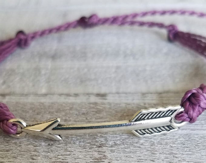 Arrow Charm Bracelet, Friendship Bracelets, Adjustable, Waterproof, Waxed Bracelet