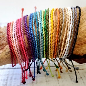 Rope Bracelet, Pick Your Colors, Surfer Bracelet, Adjustable & Waterproof, Wax Bracelet, Anklet