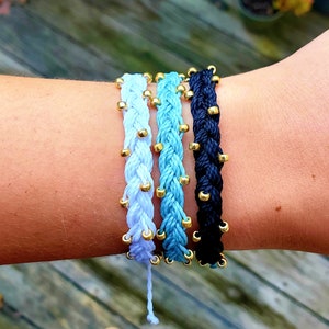 Sprinkle Bracelet, Braided Bracelet, Gold Beads, Waterproof, Adjustable