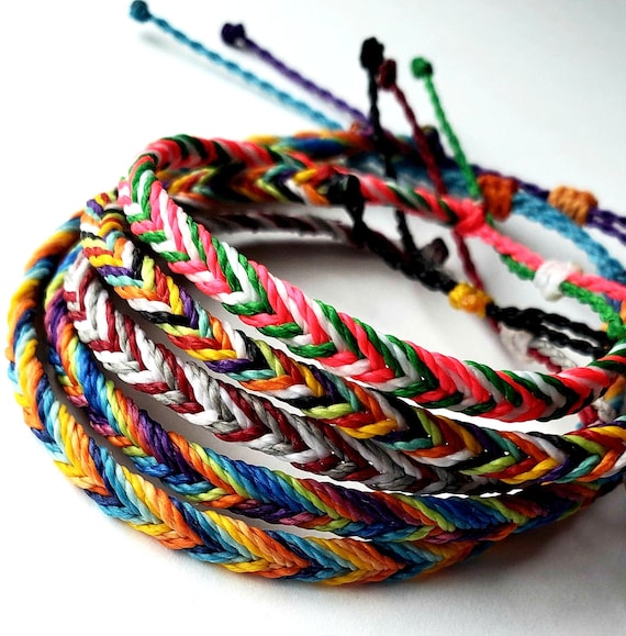 Multi-Color Thin Fishtail Bracelet Pick Your Colors | Etsy